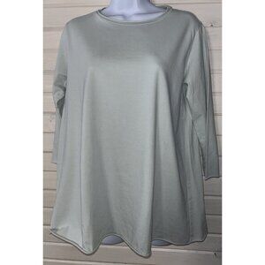 Labo.Art Sz 2 (MEDIUM) 3/4 Sleeve Light Green Boxy Cotton Top Tee Italy EUC